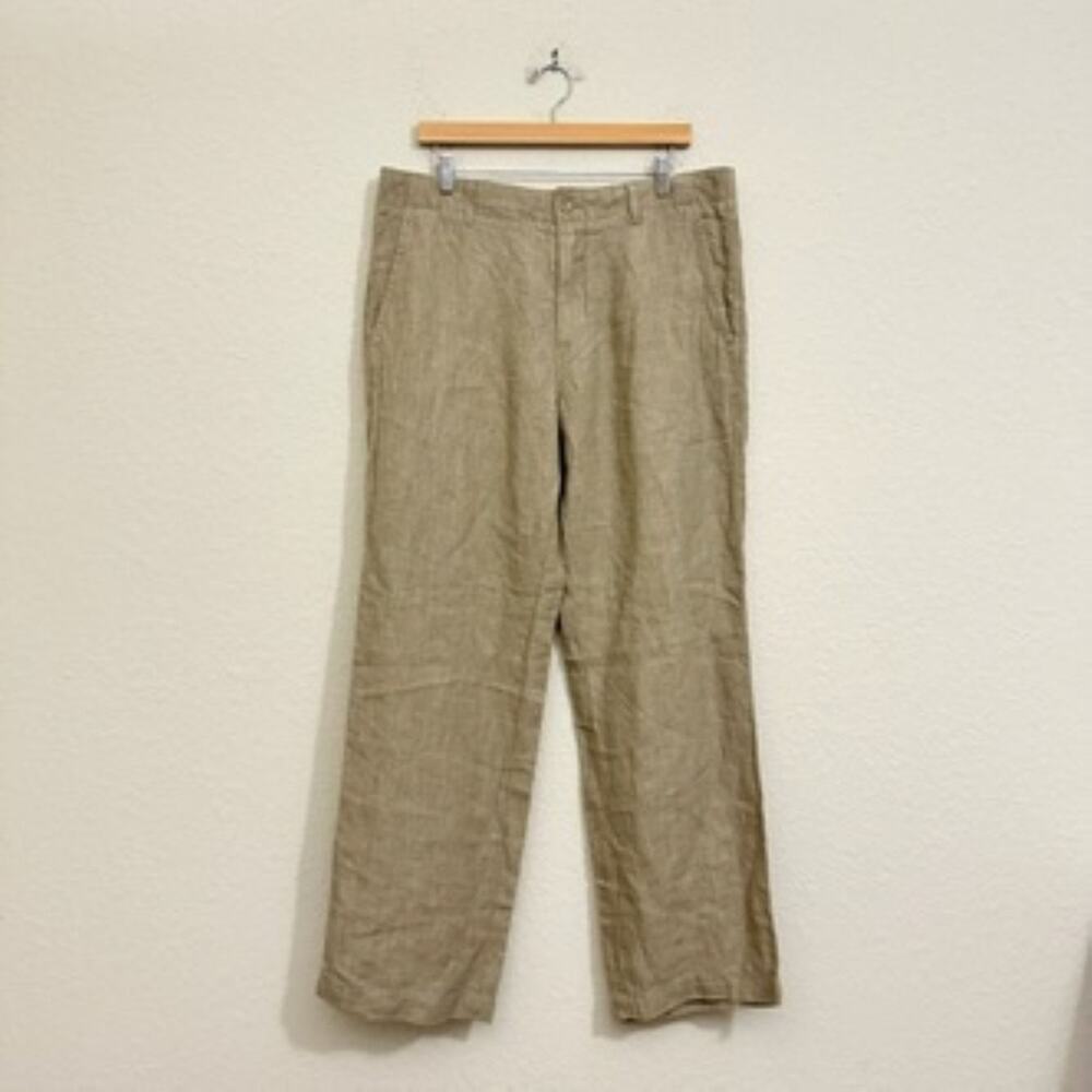 BANANA REPUBLIC Pants Oatmeal Beige Relaxed Linen Trousers Vacay NWT
